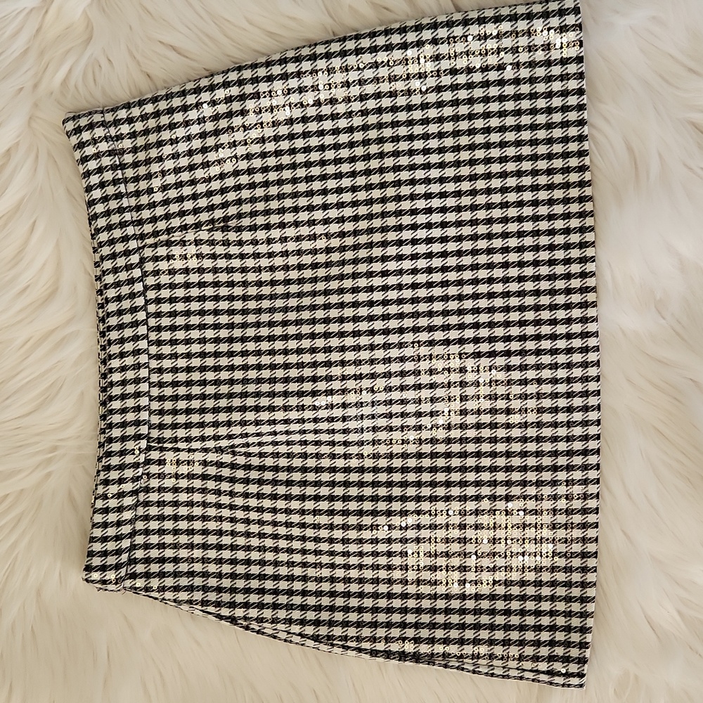 Wayf Black and White Houndstooth Mini Skirt